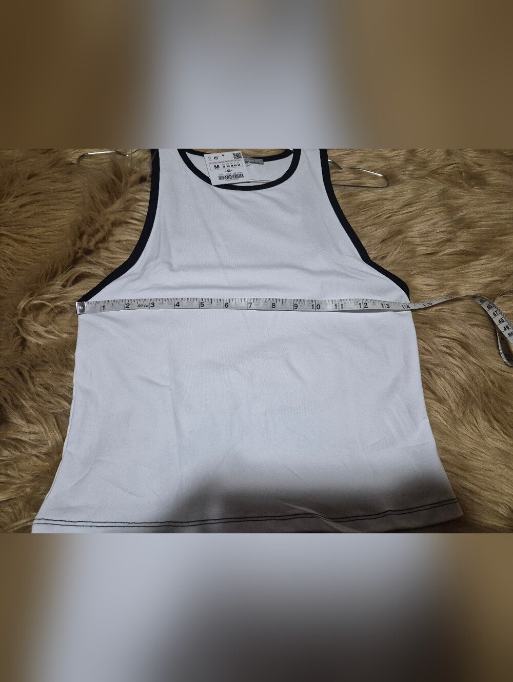 Zara White Black Crop Tank Top M - Picture 7 of 8